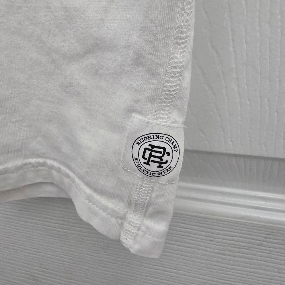 Reigning Champ‎ Mens White Short Sleeve Crewneck Cotton T-Shirt Size Medium - Picture 2 of 5
